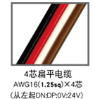 4芯扁平电缆 AWG16(1.25sq)×4芯 (从左起DN:DP:0V:24V)