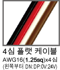 4심 플랫 케이블　AWG16(1.25sq)x4심　(왼쪽부터 DN:DP:0V:24V)